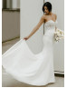 Strapless Sweetheart Neck White Satin Lace Classic Wedding Dress